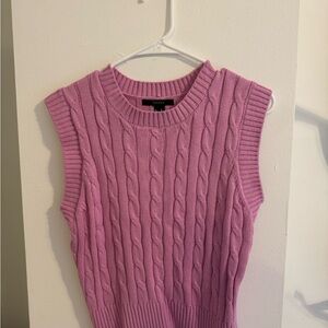 Forever 21 Pink Crew Neck Cable Knit Sweater